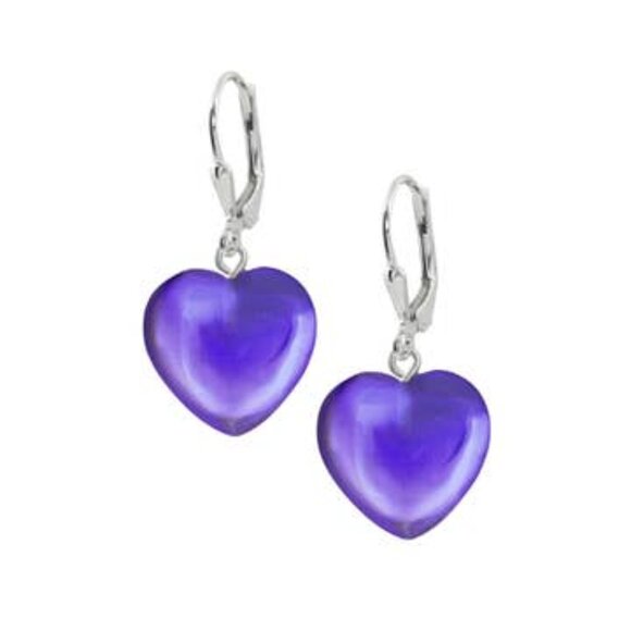 Heart Earrings Sterling Silver Crystal Jewelry Dangle - Picture 9 of 12